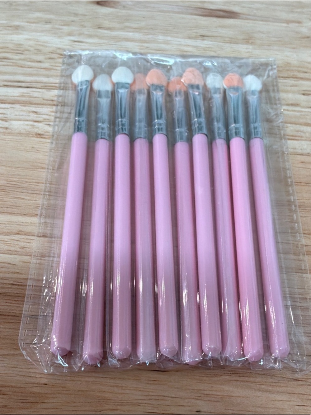 Pink Eyeshadow Set 10pc Angled Eyeliner Eyeshadow Brush Sponge Applicator Set